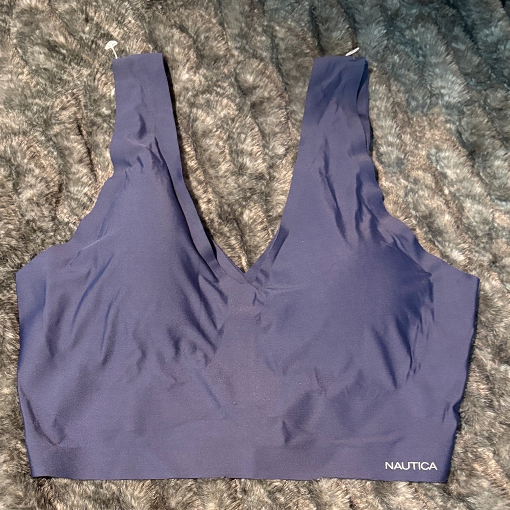 Nautica Seamless V-Neck Bralette in Navy Blue
